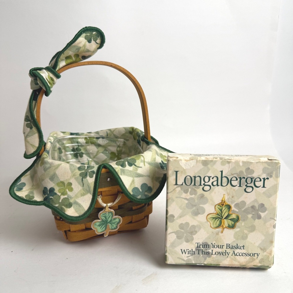 Longaberger 1999 St. Patrick's Day Lots of Luck Basket with Liner‎ and Protector